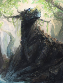 adedrizils-shrine:  Ancient Forest Dragon by JasonTN   Oooo~! &lt;3 He looks tired, yet content. And like&hellip; gentle. o-o;