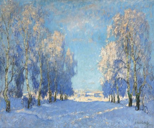 Konstantin Gorbatov - A Winter&rsquo;s Day, 1934. Oil on canvas.