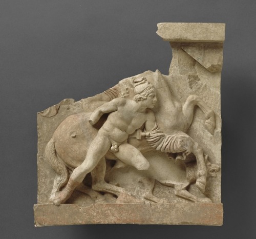hadrian6:Fragment of a Relief of a Horseman and Companion from a Funerary Building. 300-250 BC. Gree
