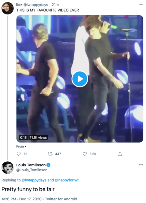 17/12 | Part 2The tweet Louis replied to: