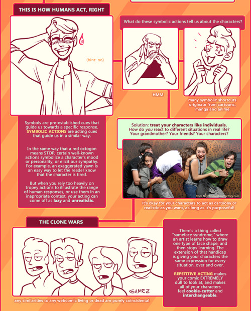 lepas:  shingworks:  Get some extra classes with the 11-page Clean up your Acting supplement~ This  tutorial is about acting for comics! It’s not a subject people talk about a lot, at least compared to art and writing, but I’d argue that great character