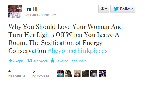 talesofthestarshipregeneration:   sook-hee: ‘Beyonce Think Pieces’ Hashtag Mocks Media’s Reaction to Album  GOD i love black people! 