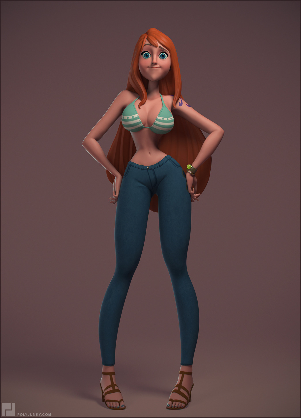 polyjunky:  Right, here are the final renders of Nami from One Piece. Based on a