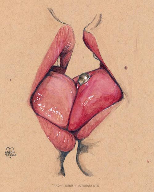 tsurufoto:smooch. - #watercolor #sketchaday based on the photo by @mignon_maelid ❤️--#illustration #