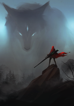 ninjaticsart:15mins spitpaint - topic - “little red riding hood”… it’s been a while i haven’t updated my artblog, been busy with work *^*’