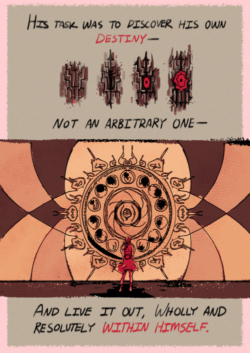 an FFXIII comic about individuation, quote from Demian by Hermann Hesse