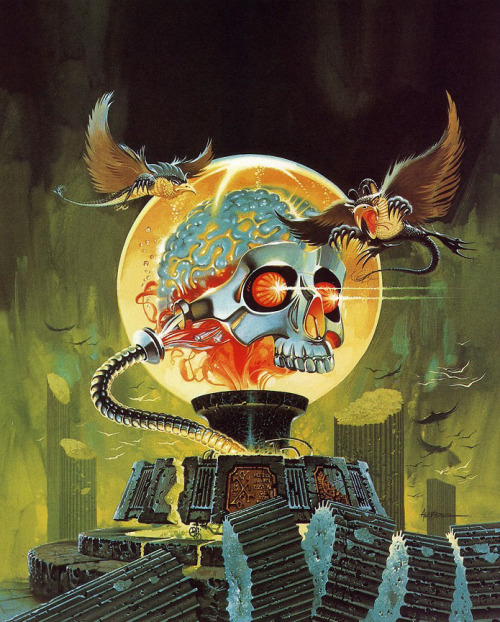 70sscifiart:  Skulls in helmets From my “Skull” tag. Featuring Jim Burns, Ray Feibush, and Richard Corben, among others.