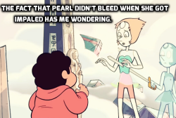 carinobellamia:  saveair-stopbreathing:  artemispanthar:  steven-universe-confessions:  Was this scene just censored for the sake of younger fans who are watching, or do gems have an anatomy so unlike humans that they don’t even bleed? I mean, really.