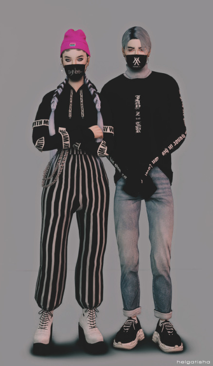 helgatisha: Wonho  hair @effiethejay | mask @pralinesims | top @gorillax3 | jeans @lazyeyelids 