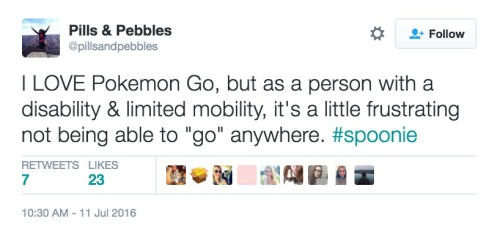 its-a-different-world:  recoveryisbeautiful:  snarki-sharki:  almostdefinitelydying:  flamethrowing-hurdy-gurdy:  flamethrowing-hurdy-gurdy:  dailydot:  How Pokémon Go is creating a barrier for gamers with disabilities The augmented reality gaming app