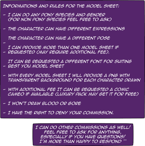 Here&rsquo;s the prices and the different packs for the model sheet!If someone is interested please 