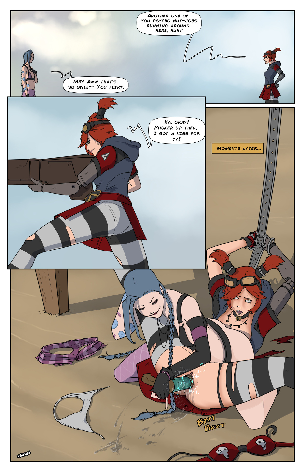 zaun-derground:  Jinx x Gaige Comic ‘Breaking a Vault Hunter’ by Anonymous (W.I.P.)Got