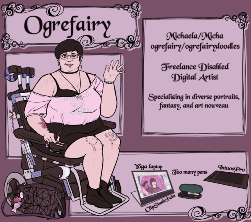 ogrefairydoodles: I finally have a new ID! PATREONPORTFOLIOCOMMISSIONS [ID: a drawing of me in my po