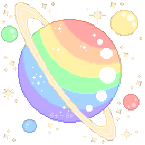 stardust-specks:Transparent pixel planets for pride month! These make good icons. Use with credit an