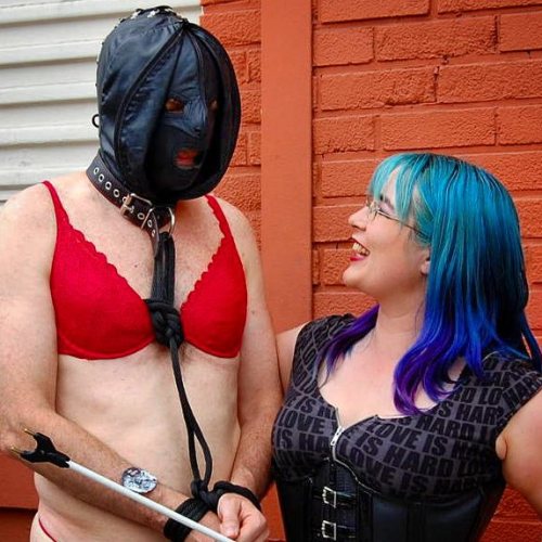 mistressaliceinbondageland:  Truly public humiliation at Folsom Street Fair includes thong panties  & an electric cattle prod! #femdom #mistress #aliceinbondageland #bdsm #kinky #sexy #sexygram #bondage #fetish #fetishist #sanfrancisco #California