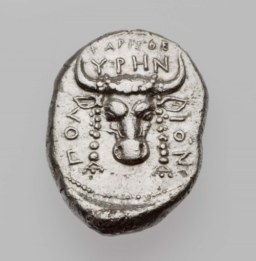 ancientbeardart: Stater of Polyrhenion with head of ZeusGreekLate Classical or Early Hellenistic Per