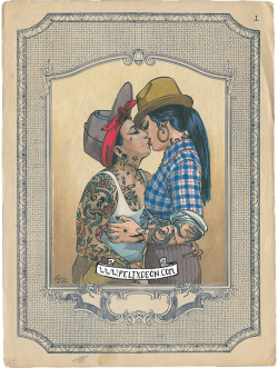 alistofbeauties:  Las Cholas. A new, original painting of Chicano love. You can find it on my website at this link! http://felixdeon.com/queer-girls 