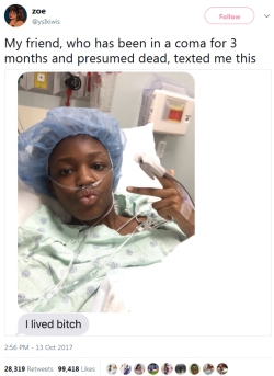 bando&ndash;grand-scamyon:  cartnsncreal:   I hope the hospital bill doesn’t make her wish otherwise.    #BlackGirlMagic