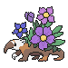 brown and white springshrew with violet flowers
