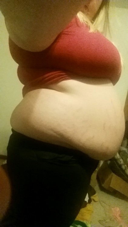 sexyxchubs:  I’m back and bigger than ever! Do you guys remember this shirt? I seem to remember it being a little bigger a few months ago. It can’t be that I’m 298, 2 pounds away from the big 300. This weekend I’ll be binging nonstop to get there.