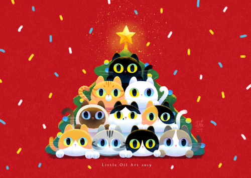 Meow Christmas (=ↀωↀ=)——————-if you like this illustrationyou ca