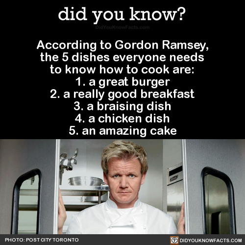 did-you-kno:  According to Gordon Ramsey, the 5 dishes everyone needs to know how