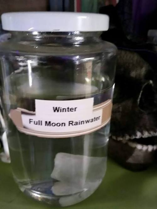 Last year’s magickal water for this year’s ritual.With today’s FULL MOON and many places experiencin