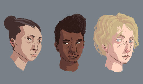Art Group Side Task: 3 Headshots With Different Haircuts.