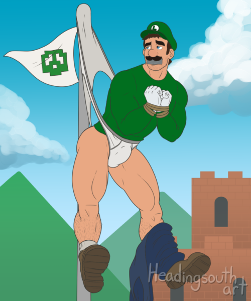 papadapper: headingsouthart: Commission: Luigi wedgie for @circlespot this one was a bit different t