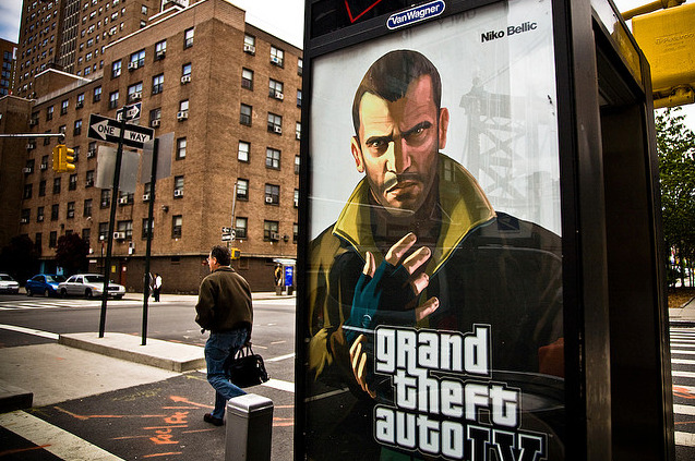 ‘Grand Theft Auto IV - ‘Niko Bellic’‘[PC / PS3 / X360] [USA] [PHOTO, POSTER] [2008]
What does the American Dream mean today?
For Niko Bellic, fresh off the boat from Europe, it is the hope he can escape his past.
For his cousin, Roman, it is the...