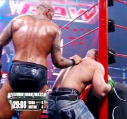 John is leaning against the ring post and I&rsquo;m sure Randy has some ideas!