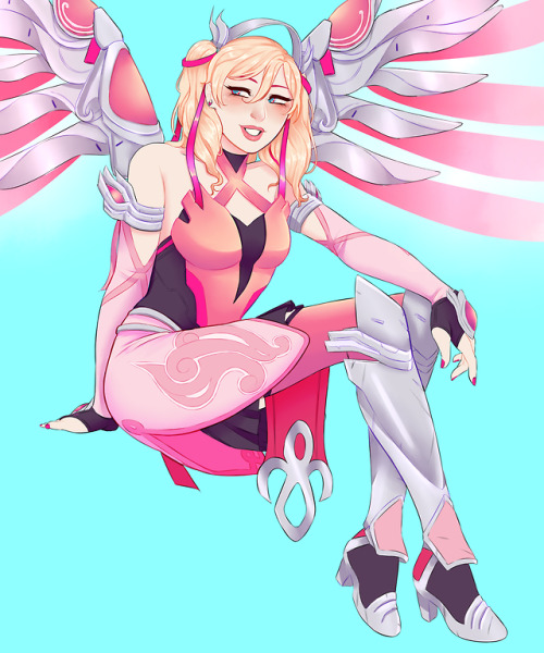 lurnas: pink mercy is my lifeblood!! this drawing took forever but damn, it was so worth it. this sk