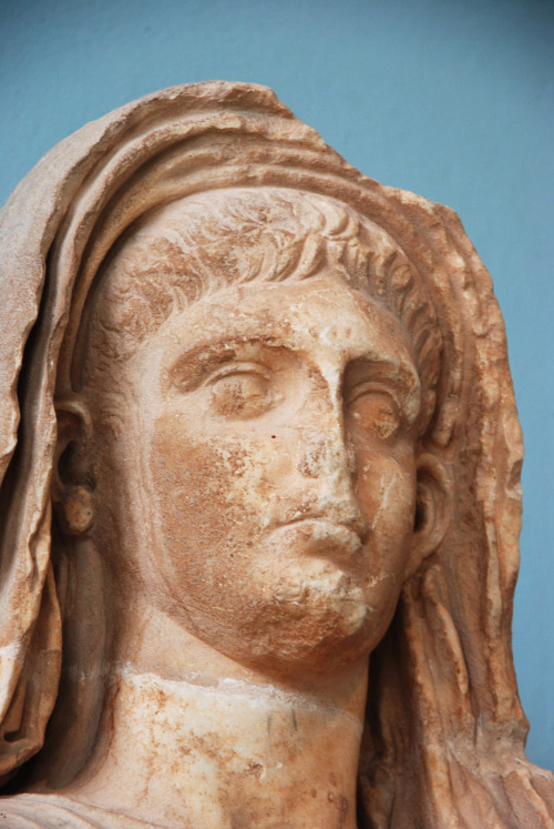 myglyptothek: Statue of emperor Tiberius. I century AD. Marble. Archaeological Museum of Eleusi