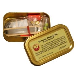 survivalfooddeals:  15-Pc. Emergency Survival Fishing Kit. Fits any Bug-Out / survival bag. Play it safe. Catch fish for a survival meal. Kit has: 2 fishing lures; 1 fly; 2 bobbers; Simulated salmon eggs bait; Leader; Weights; 6 hooks (2 ea. of 3 sizes);