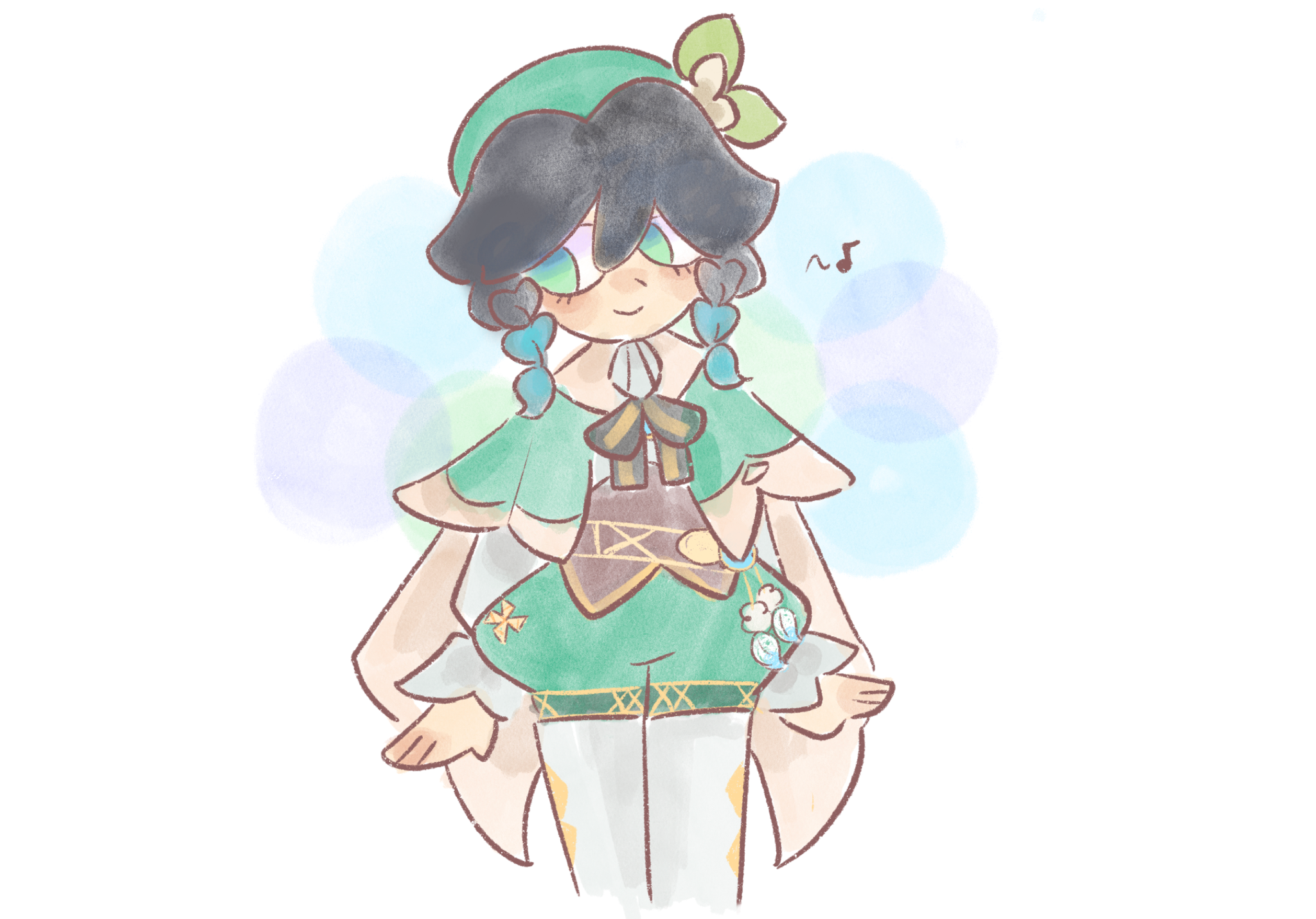 puppipy:I feel like every time I draw venti, I keep drawing him differently