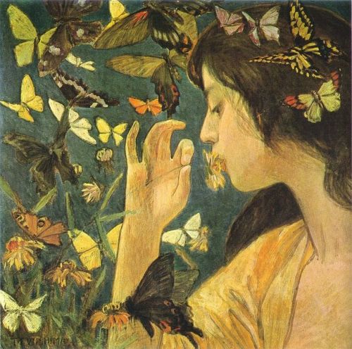 artfoli:Butterflies, 1904, by Fujishima Takeji (1867-1943)
