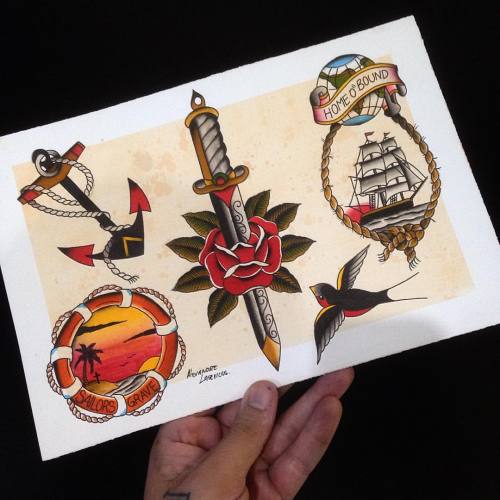 Folha Nova, todos disponíveis#tattoo #tattooflash #tatuagemtradicional #sailortattoo (em Rinzo Tat