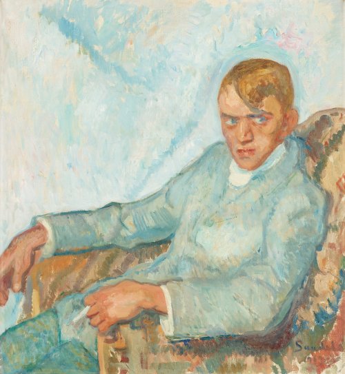 Man with Cigarette  -    Gösta Sandels , 1909Swedish, 1887-1919Oil on canvas 79 x 74 cm.