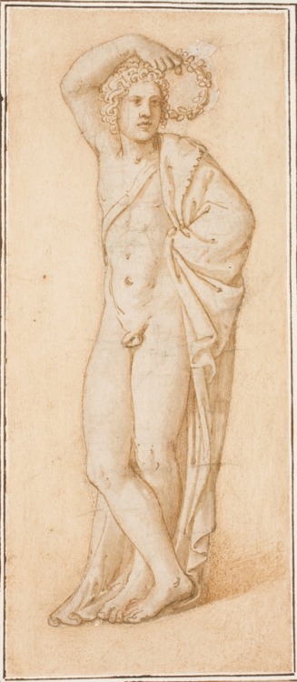 Desnudo masculino por Giulio Romano, primera mitad del s. XVI