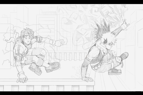 vidapomefanart:  Pro heroes Bakugou and Izuku! This was the first time I drew with the goal in mind 