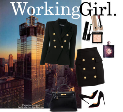 WorkingGirl. by fashionbellus featuring black pointy toe pumps