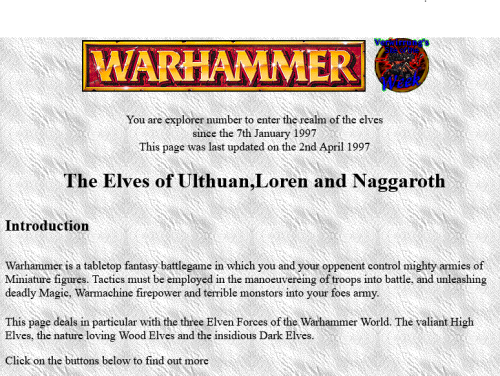  Warhammer fansite on geocities. Last updated April 1997. 