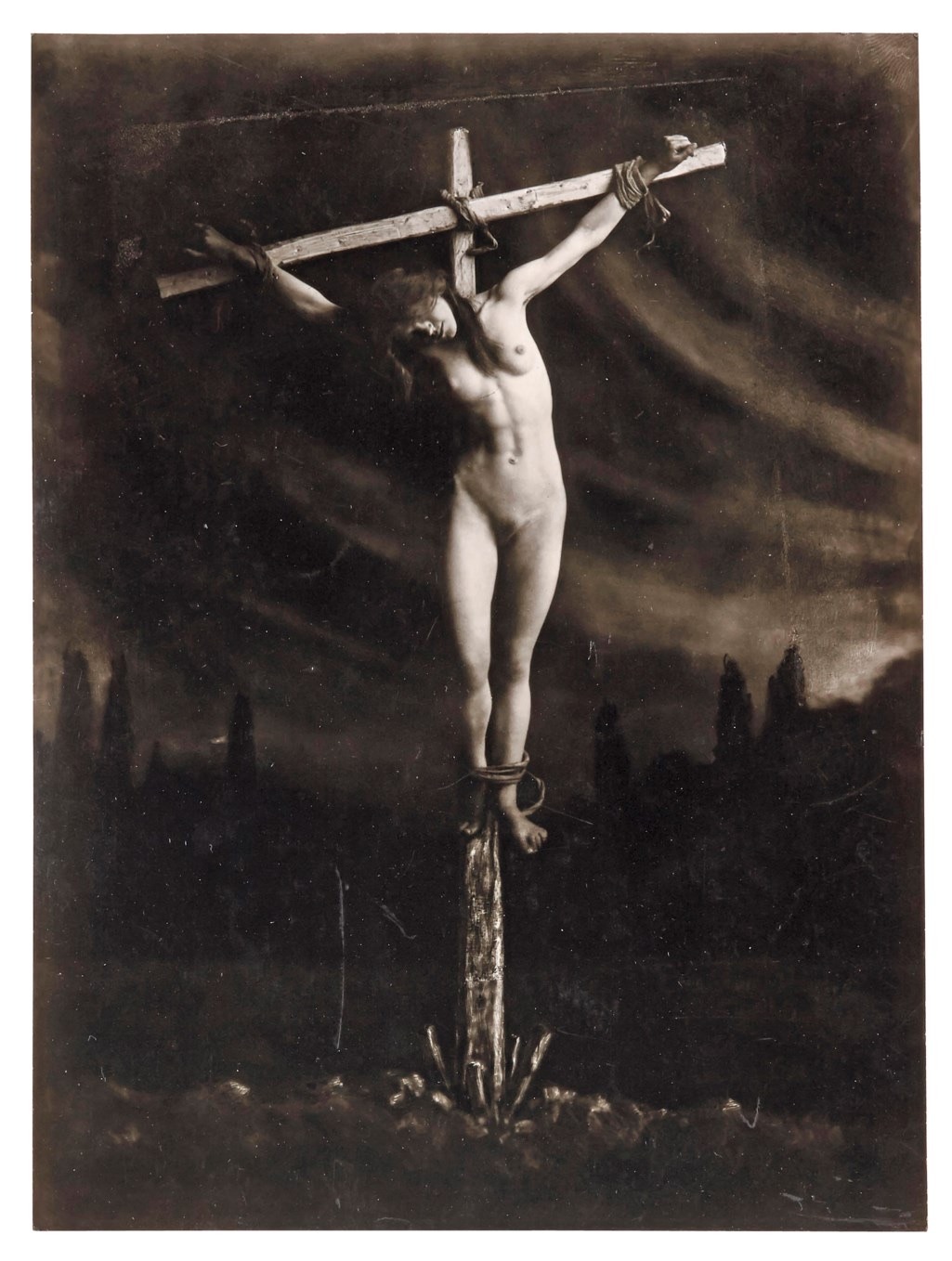 thegreatwound:Christa (1974) by Edwina Sandys • Woman Crucified￼ (1913) by Frantisek