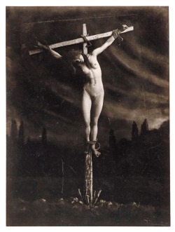thegreatwound:Christa (1974) by Edwina Sandys • Woman Crucified￼ (1913) by Frantisek Drtikol • The Crucifixion of St. Julia (1497) by Hieronymus Bosch • The Crucified Venus (1913) by Norman Lindsay • Christian Martyress (1866) by Gabriel Cornelius