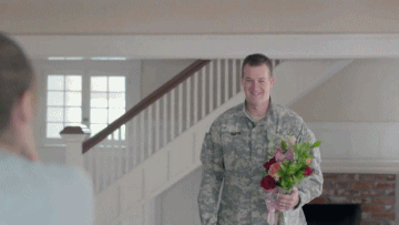 armedforceslove:  So I had to turn this into a GIFset. My favorite part of this entire commercial is that of the way the husband looks at his wife while hugging their daughter. He looks at her in the most amazing way, like he’s is crazy in love with