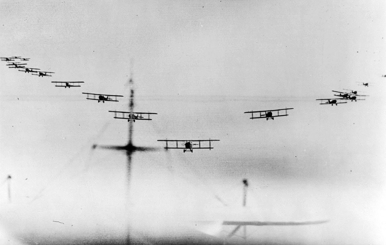 rosadei20:  View from an airplane of biplanes flying in formation 