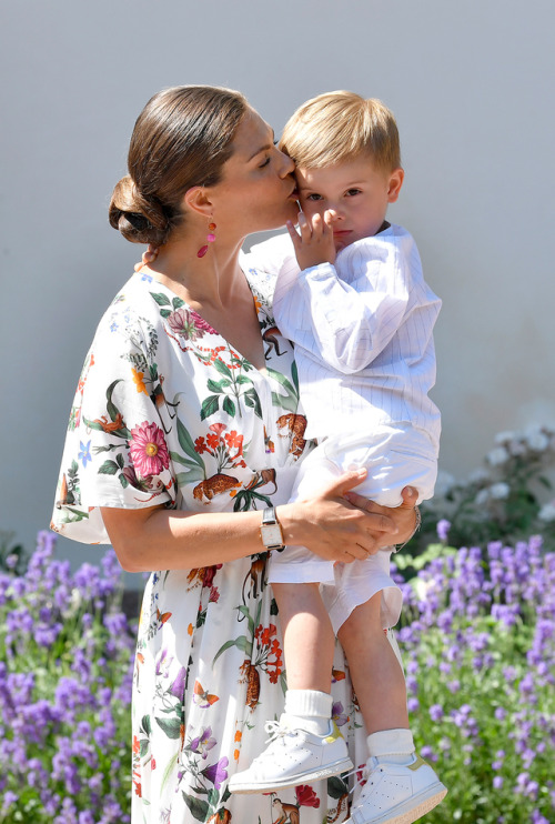 swedishroyals: July 14, 2019 / Crown Princess Victoria kisses her son, Prince Oscar as she holds him