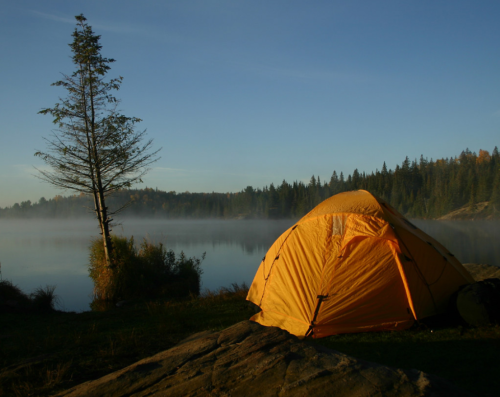 vintagecamping:A misty morning on Smoke Lake.Algonquin Provincial Park, Ontario1980