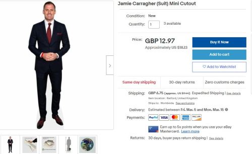 thegametheboysandthearsenal: Apparently you can buy cardboard cutouts of Carraville on ebay [x] (eit