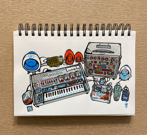 aaronkraten: Sometimes I draw synthesizers real and fake .Today I came up with this . Morning Sketch